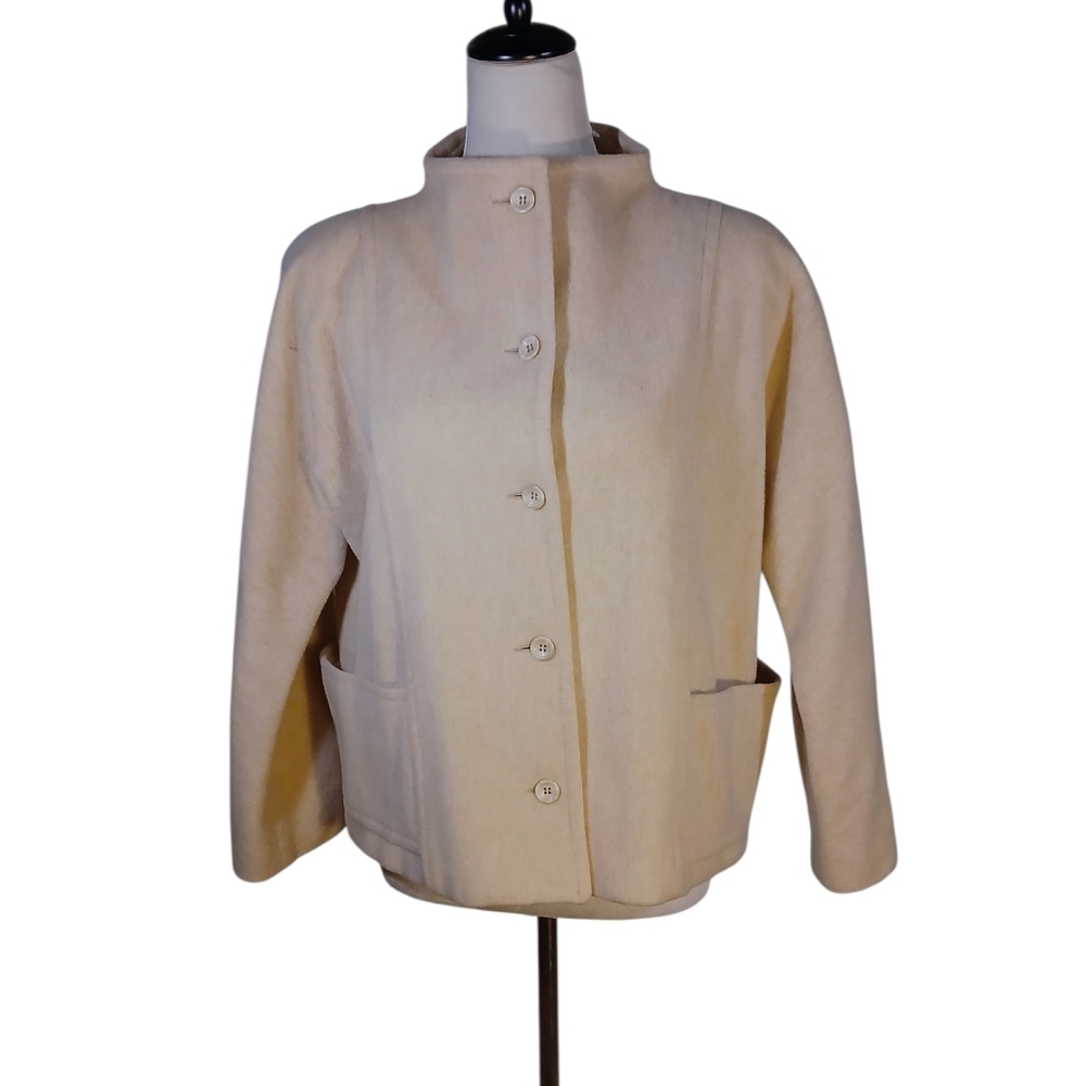 Vintage Cream Wool Cropped Jacket Size 12